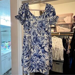 Blue and white dress